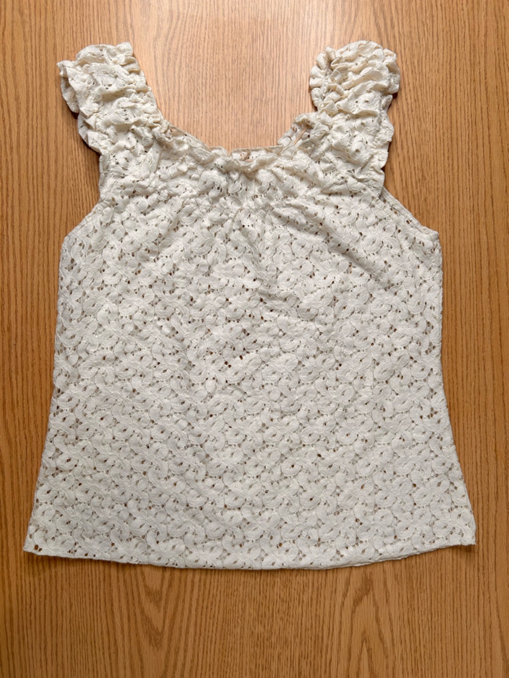 AMERICAN RAG CIE  Ivory/Cream Floral Lace Off The Shoulder Top/Camisole
